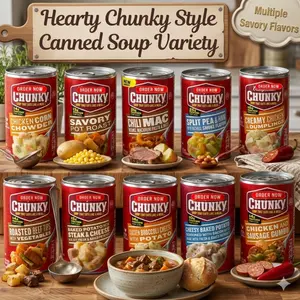 Assorted Canned Soup Set, Chicken, Beef and Vegetable Mix, Chowder, Chili and Potato Styles, Easy Prep Meal Pack, Choose one of your favorite flavors