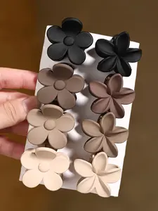 8pcs non-slip flower claw clip, suitable for thick hair and thin hair, elegant temperament female hairpin, matte gradient bauhinia flower strong hair grip clip, fashionable sweet and cute claw suit, suitable for women's daily life back to school season gi