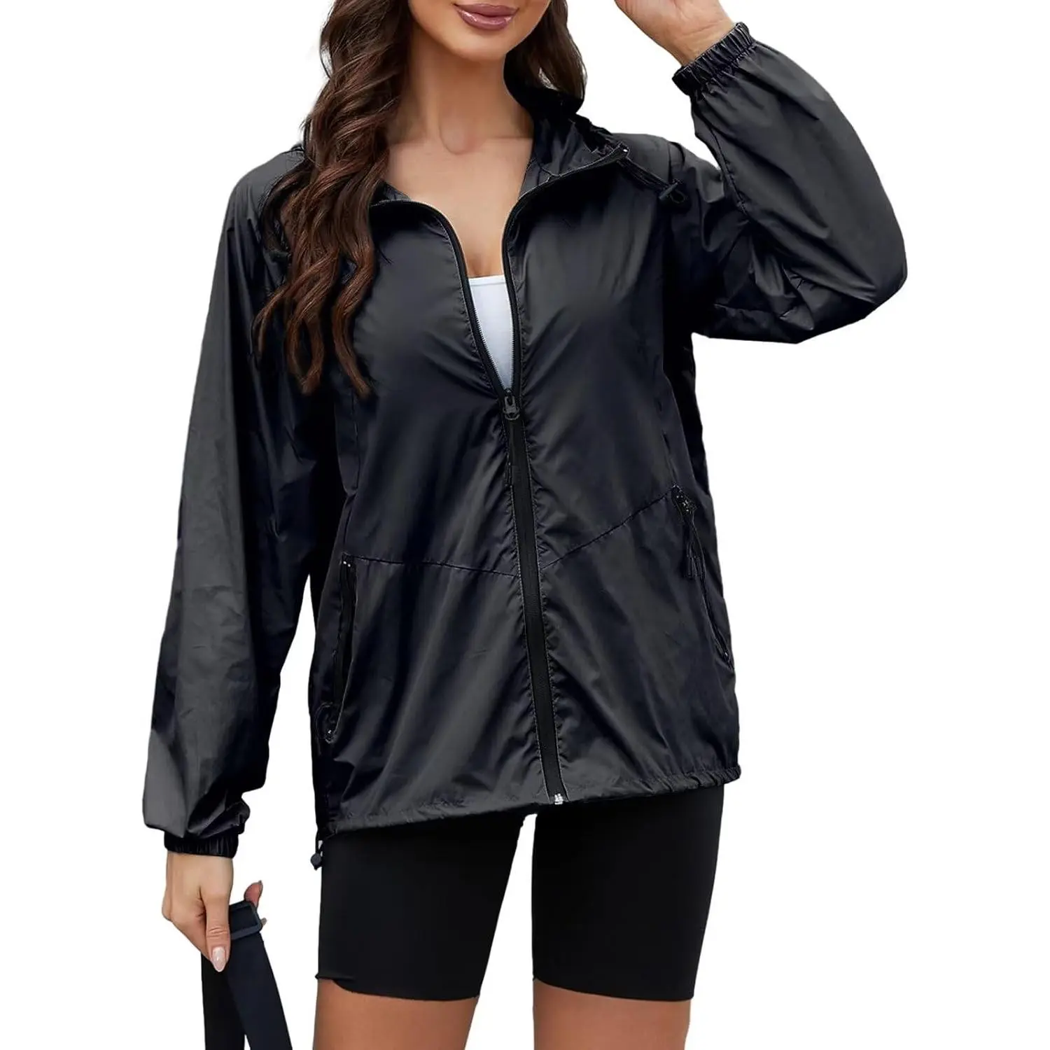 Light Weight Rain Jacket Women Waterproof Windbreaker Travel Rain Coats for Women Packable S-XXL
