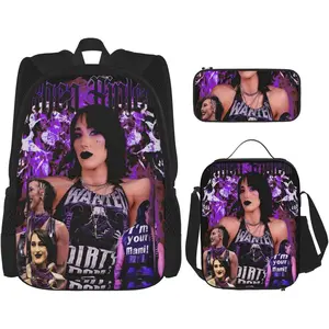 Rhea Ripley Backpack 3 Pieces Set With Lunch Bag And Pencil Case Combination for Work/Sport/Picnic Portable Laptop Backpack Travel Daypack Stationery Bag