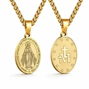 14K Gold-Plated Virgin Mary Necklace Pendant Casual everyday Mother Our Lady of Guadalupe Pendant Amulet for Both men and women can wear it.Gift 22 inches Beautiful Faith vermeil