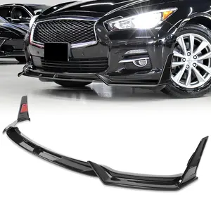 STP-Style Front Bumper Lip Body Kit Spoiler Compatible with 2014 - 2017 Infiniti Q50 Luxe Or Base Bumper Only Bumper ( Do Not Fit Sport Bumper )