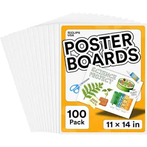100 Pack White 11x14 Large Bulk Poster Board Poster Paper for School Supplies