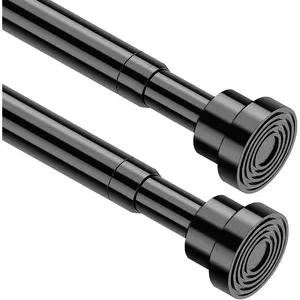 2pcs Tension Rod 33 to 56 Inch No Drilling Tension Rod Adjusting Black Rod No Drilling Non-Slip Expandable Tension Rods for Window, Doorway, Closet