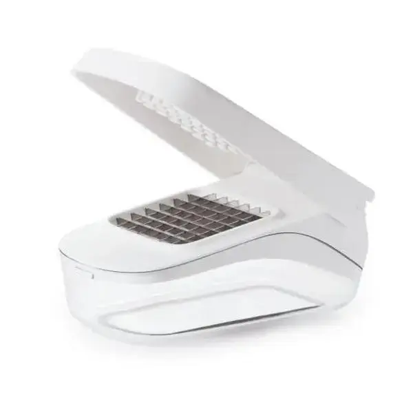 OXO Durable Stainless Steel Veggie Chopper Cutter - Kitchen Utensil with Recessed Cutting Area, Blade, Easy-Pour Opening, Secure Lid for Efficient Food Prep
