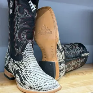 Men's Print Python Square Toe Boot - Color Natural, Comfortable Footwear for Walking