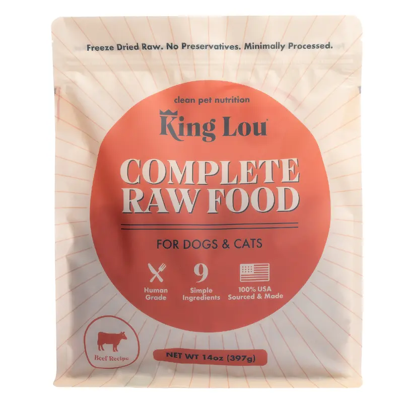 King Lou Complete Food- Beef for Dogs & Cats, 100% USA, Human Grade, Freeze Dried Raw, AAFCO Approved Complete & Balanced, No Synthetic Vitamins
