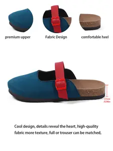 Women's Comfortable Thick Sole Mules, Soft Skin-Friendly Lightweight Breathable Half Slipper, Metal Buckle Adjustable Design