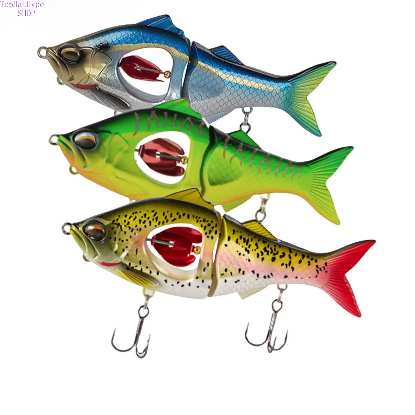 Multi-Jointed Sinking Swimbaits, Realistic Fishing Lures with Sharp Hooks for Freshwater, Saltwater Bass Pike