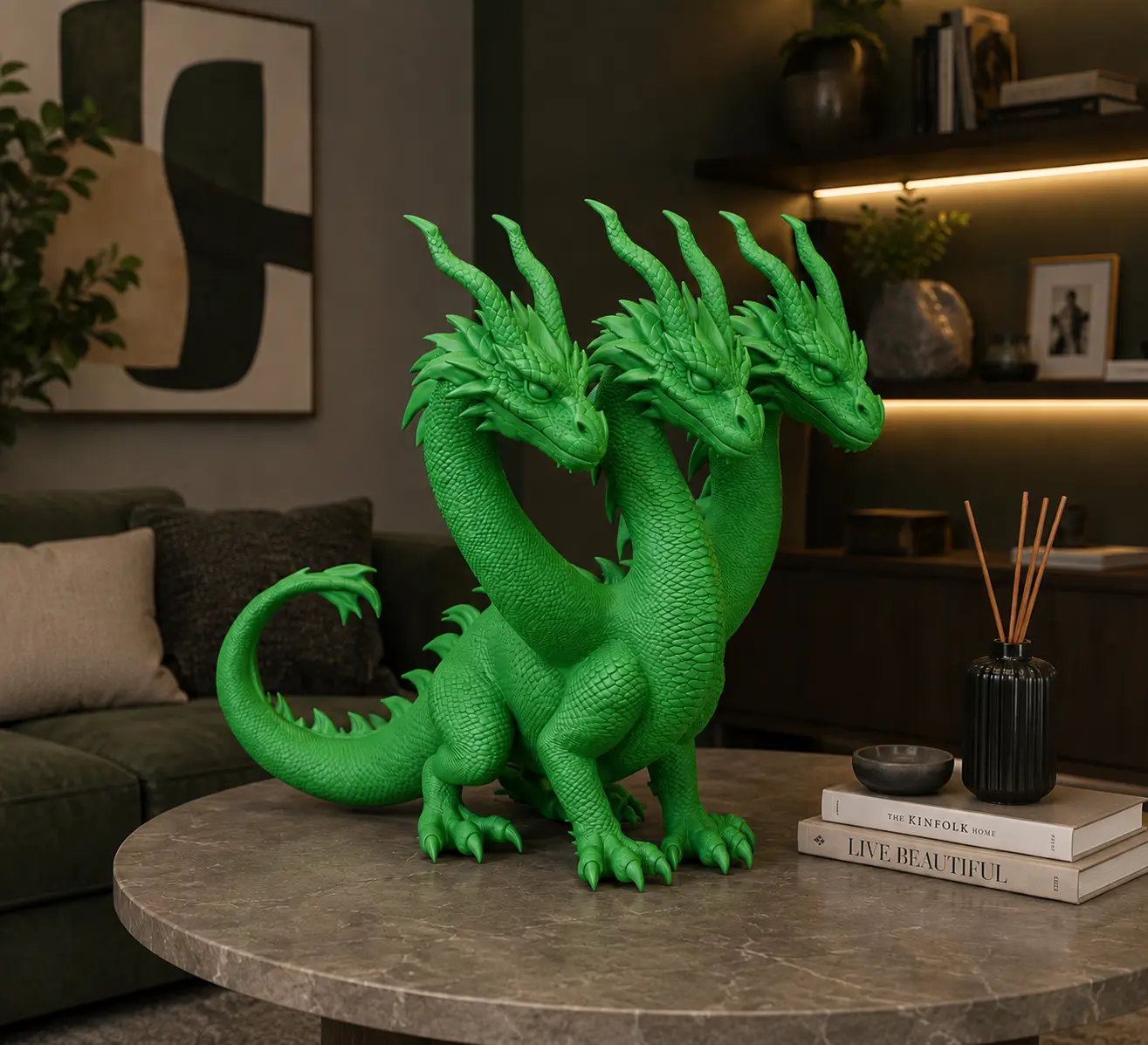 Three-Headed Dragon Statue