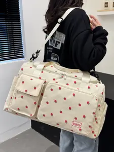 2026 New Cute Strawberry Travel Bag, Large Capacity Velvet Luggage Bag, Travel Duffel Bag, Lightweight Handheld Crossbody Bag, Multi-Functional Sports Fitness Bag, Multifunctional Portable Bag