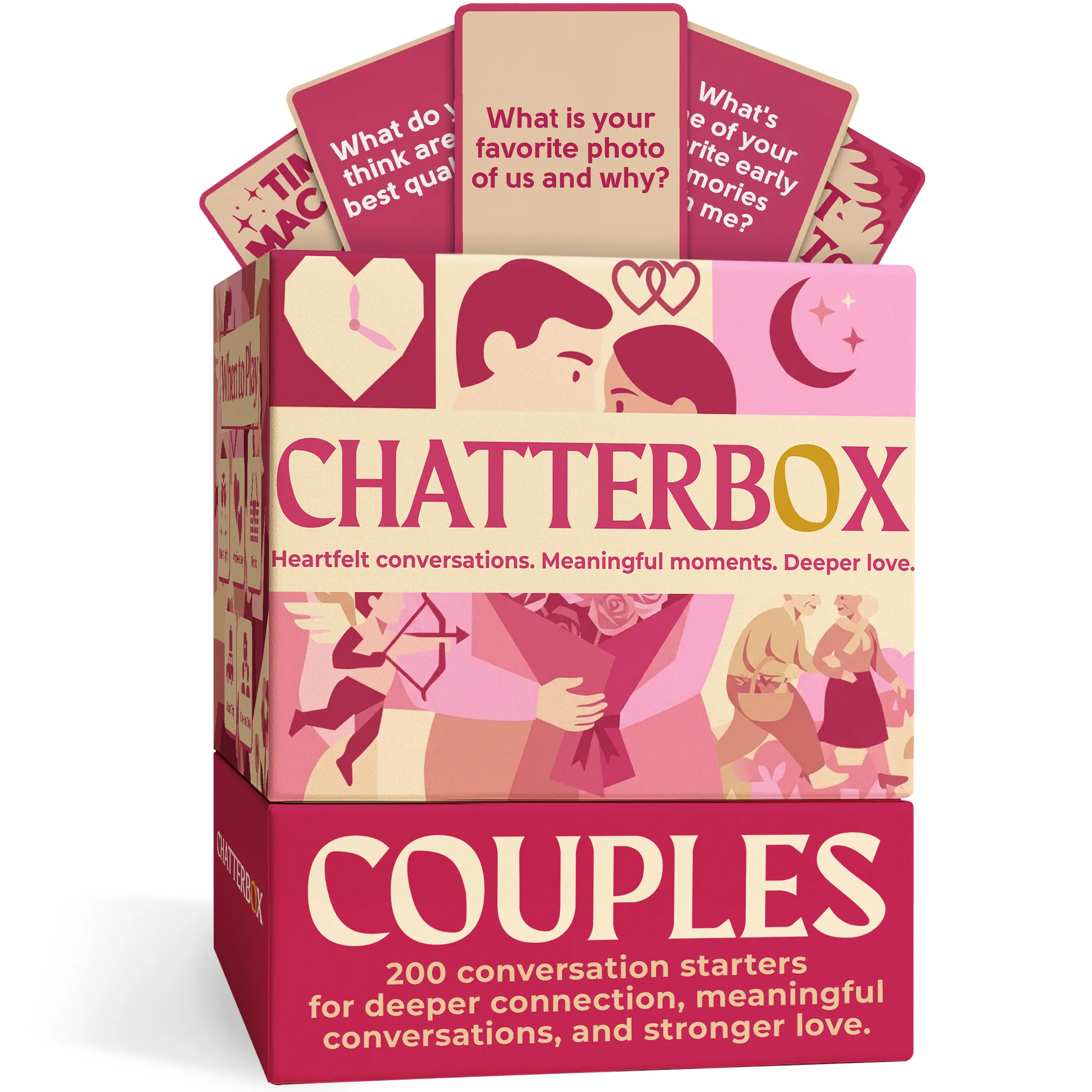 Chatterbox Conversation Cards for Couples, 200 Questions, Perfect for Romantic Date Night, Road Trip, and Anniversary, Fun Gift Idea and Connect with Your Partner on a Deeper Level, 2+ Players