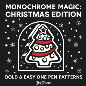 Monochrome Magic: Christmas Edition: Bold & Easy One Pen Patterns | 50 Holiday Themed Hand-Drawn Images Ready to Color | Festive Designs for Relaxation and Stress Relief, Paperback