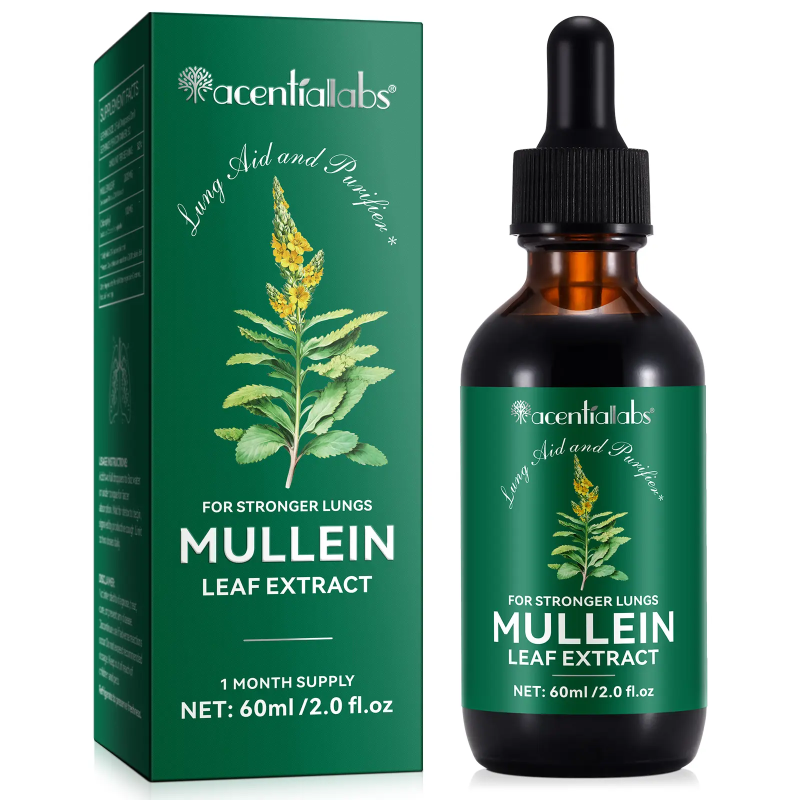Mullein Lung Detox Drops with Chlorophyll & Mullein Leaf Extract | Dietary Healthcare Supplement for Respiratory Support, Clear Breathing | 2 Fl Oz