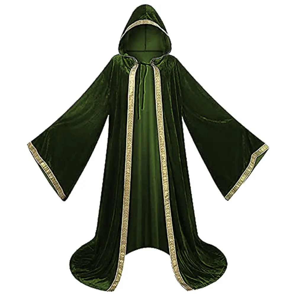Printed edge green velvet cloak