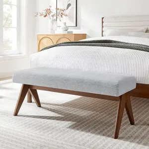 Lyra 47" Fabric Upholstered Bench in Light Gray