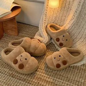 Cozy Bear Fleece Slippers - For Men & Women Soft plush, warm EVA sole, cute cartoon design. Ideal for indoor and casual wear.