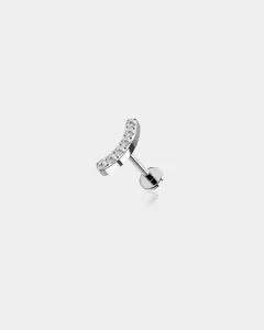 CZ Curved Internally Threaded Titanium Labret Stud