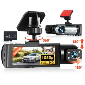 Front & Rear Dashcam, 1 Count Dash Cam for Car, Wide Angle Car Driving Recorder with IR Night-Vision G Sensor, 3.16 Inch IPS Screen 1080P HD Camera with Dual Lens, 64G TF Card, Fall Gift, Birthday Gifts, Car accessories