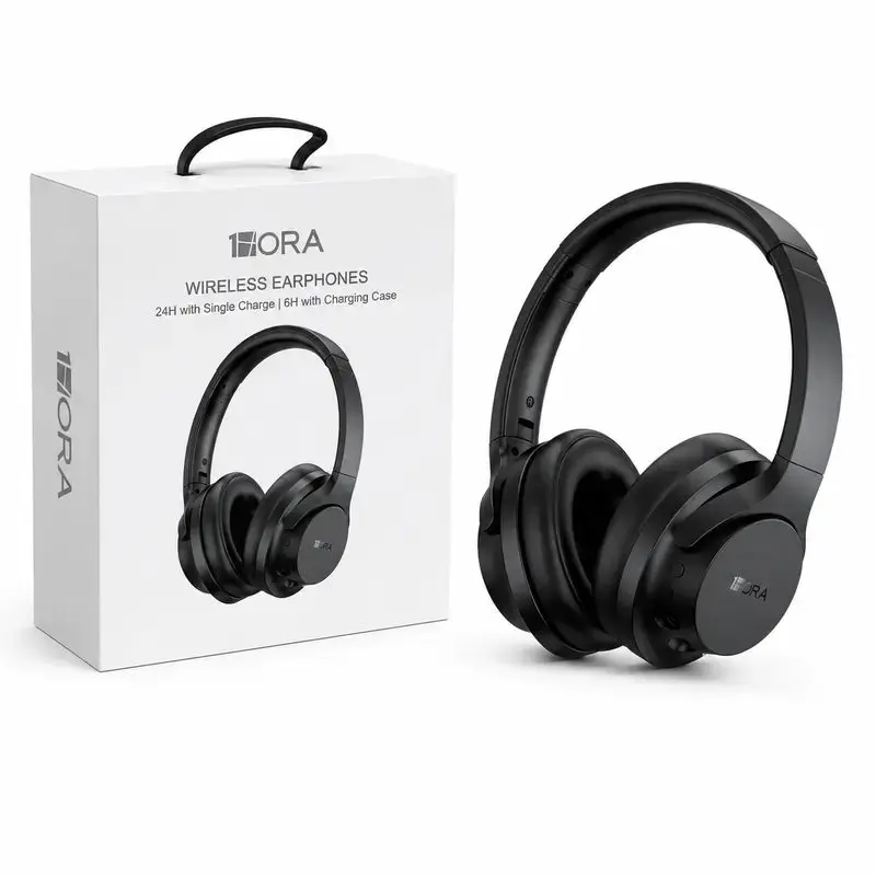 AUT251 Electronic Wireless Bluetooth 6.0 Over-Ear Headphones with 3.5mm Audio Support, 110H Playtime, USB-C Chargeable, Adjustable Lightweight Design & Comfortable Ear Cushions - Black