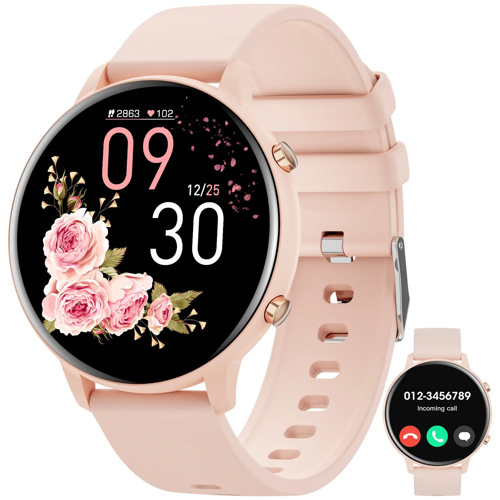 Women's Sporty Smart Watch - 1.39" HD Screen, Health Trackers, Music Player, Clock Display, Multiple Sports Modes (Running Included), Sleep Monitor, IP67 Water-Resistant Silicone Band, Bluetooth Calls, iPhone/Android Compatible (Black)