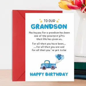 1pc ALLENG ized Grandparent Cards - Laser-Cut Heartfelt Birthday Card for Grandson with Poem from Grandpa & Grandma, Abstract Keepsake Gift for Teen & Young Men, from Grandkids' earliest Years to Adulthood Milestones