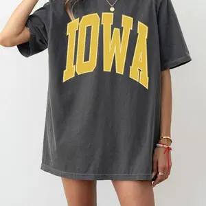 Iowa Comfort Colors Shirt: Game Day, Football, Basketball, Varsity Letter - Vintage Oversized Hawk