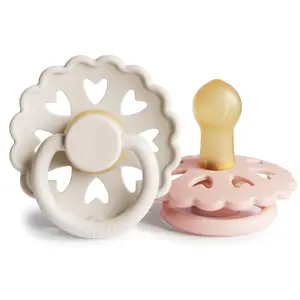 Andersen Fairytale Natural Rubber Baby Pacifier| Made in Denmark| BPA-Free (Cream/Blush, 0-6 Months)