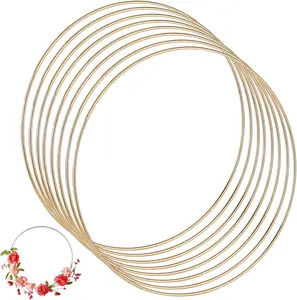 Metal Floral Hoops Wreath 8 Pcs 12 Inch Dream Catcher Macrame Rings Wedding Wreath Decor, Table Centerpieces