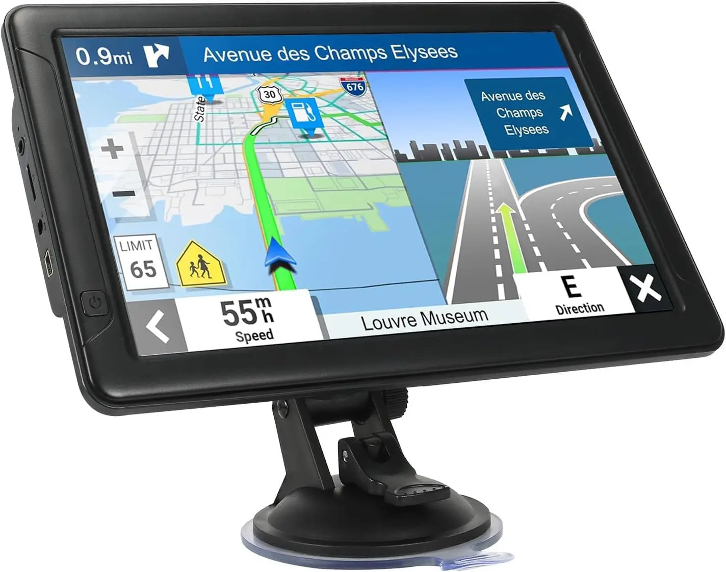 GPS Navigator for Car Truck RV, 9 ” Trucker GPS for Semi Truck 2026 Map， Real Voice Spoken Turn-by-Turn Direction Reminding Navigation System for Cars, Vehicle GPS with Speed and Red Light Warning