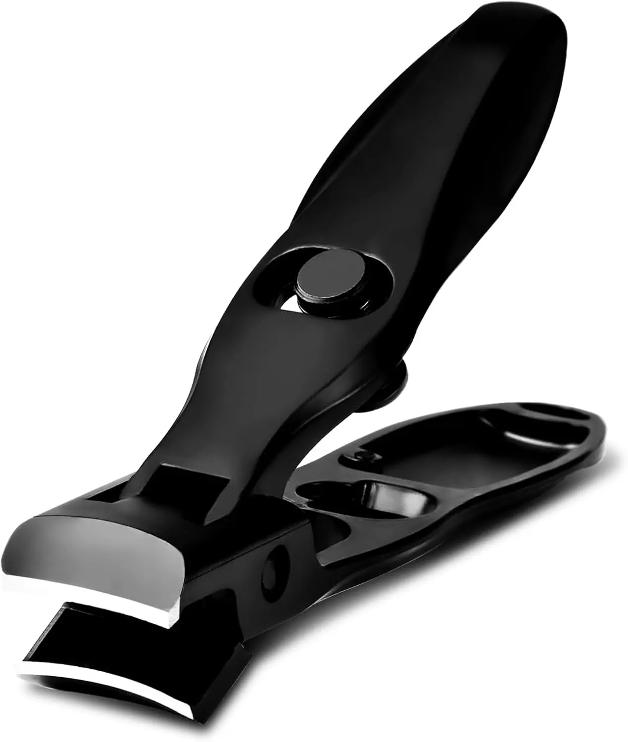 Nail Clippers for Men & Women – German Stainless Steel Heavy Duty Nail Clipper with Wide Jaw, Anti Splash, Ergonomic Lever for Thick Nails (Black)