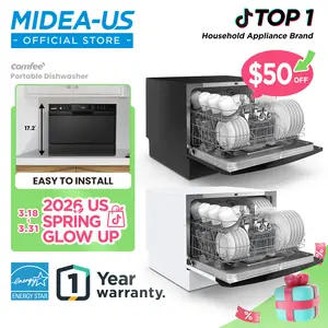 COMFEE’ Portable Mini Dishwasher, Energy Star, Countertop, 6 Place Settings, 8 Washing Programs, Speed, Baby-Care, ECO& Glass, Durable Multifunction for Dorm, RV& Apartment, White, Spring Glow Up, Gift