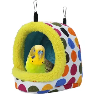 Bird Hanging Hammock Winter Warm Parrot Nest House Bed Plush Snuggle Pet Cave Hammock Toy for Conure Lovebird Budgie Parakeet Cockatiel Cage Accessory