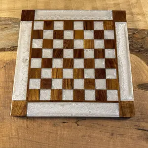 Pure Pearl White Black Walnut Chess Board (INCLUDES PIECES) Pure Pearl White Black Walnut Chess Board (INCLUDES PIECES)