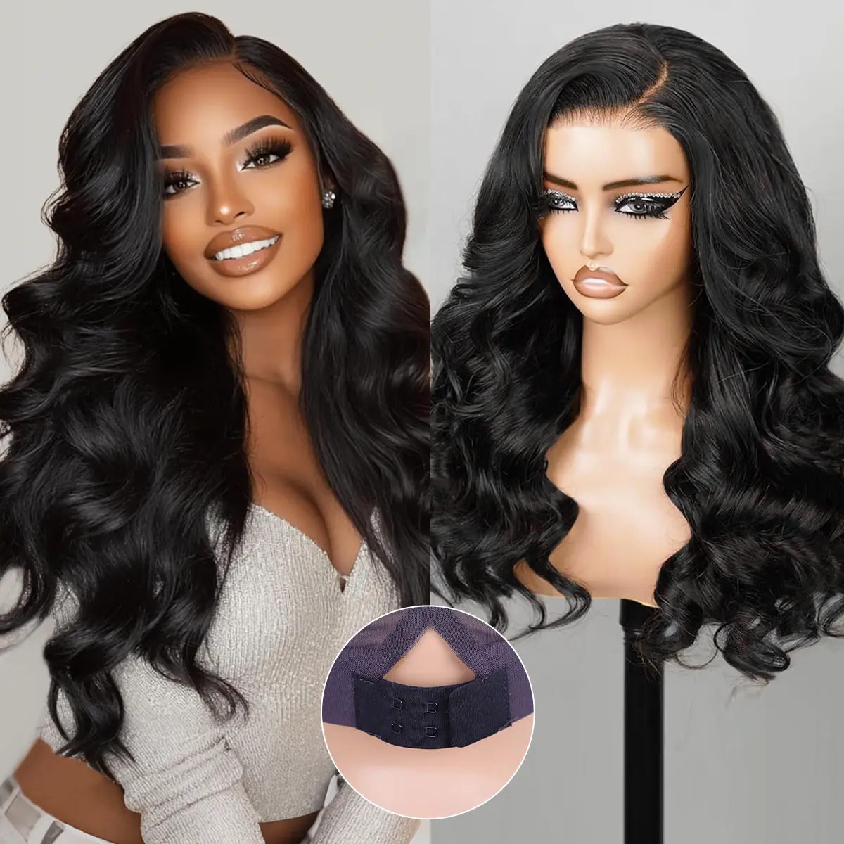 Subella Hair All-Day Wear Comfort Real Glueless 8x5 HD Lace Side Part Wig 200% Density Hair Loose Body Wave Lace Front Wigs Human Hair Pre Cut Plucked Lace Frontal Natural Black Color, Natural Wavy Wig, Human Hair Wig