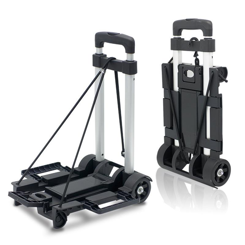 Folding Hand Truck Aluminum Trolley 2 Wheels Fold Up Hand Cart with Elastic Ropes Folding Hand Truck Aluminum Trolley 2 Wheels Fold Up Hand Cart with Elastic Ropes