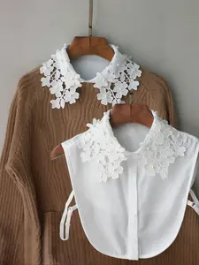 Women's Elegant & Lace Embroidered Detachable Collar, Floral Pattern, Beaded Decor, Versatile Accessory for Winter, Embroidery