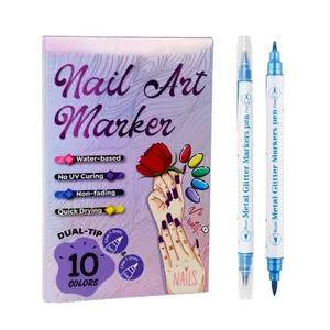 10 Color Nail Doodle Pen for DIY Nail Art Quick Drying Acrylic Painting and 3D Dot Embroidery MMA Acrylic Nail Marker On Nails Quick Drying Dot Stitching Nail Art Pen Home Salon DIY Use Nail Care Manicure Polish Cosmetic