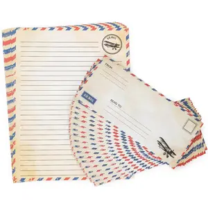 60 Pack Airmail Paper and Envelopes Set Blue Writing Paper for Invitations, Love Letters, Letters to Troops, Christmas Letter 8.5 x 11 Inch