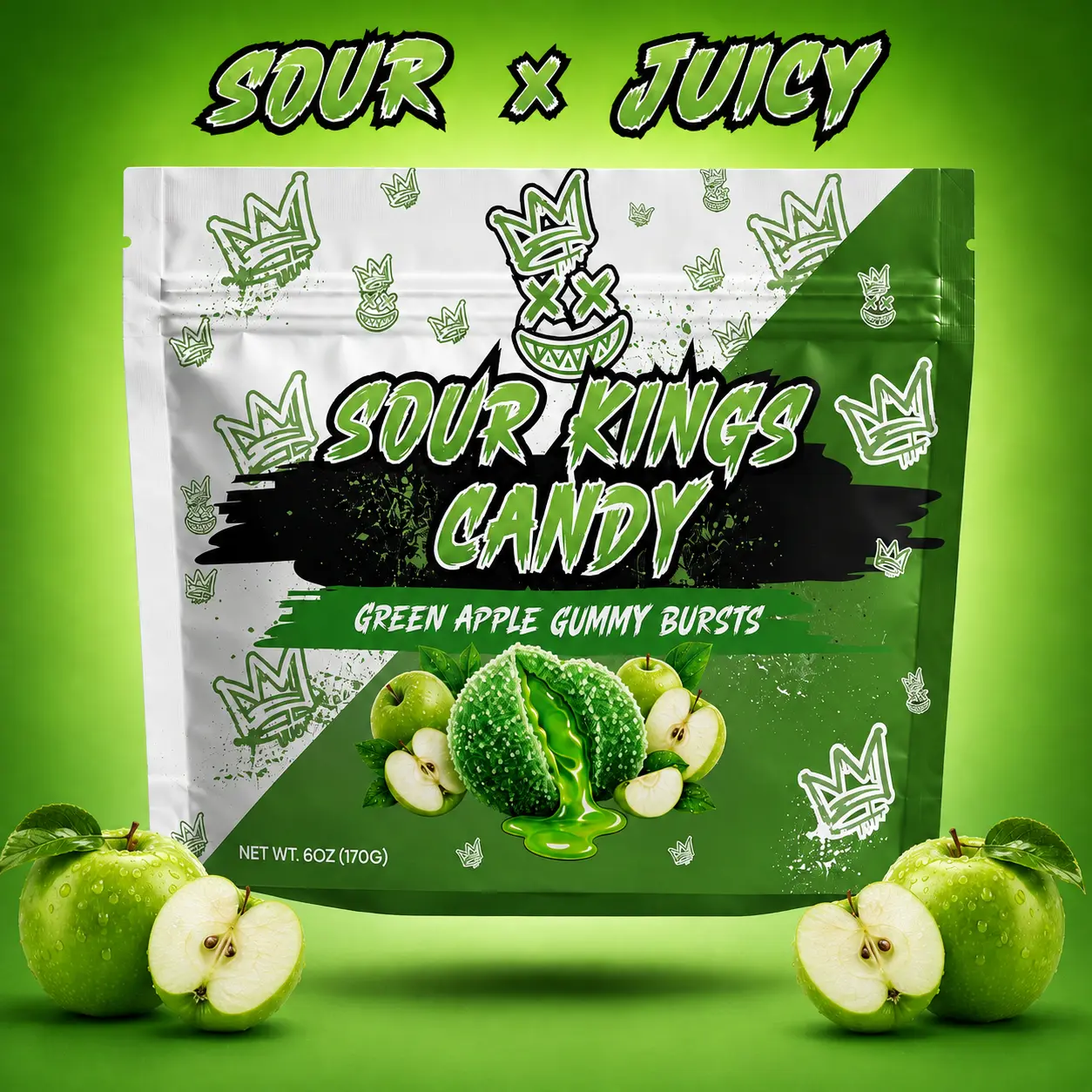 Green Apple Sour Gusher Bursts - Viral Sour Candy Snack