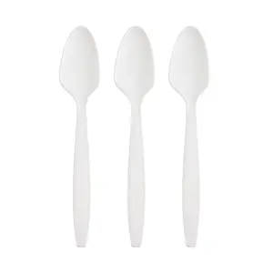White Plastic Disposable Spoons