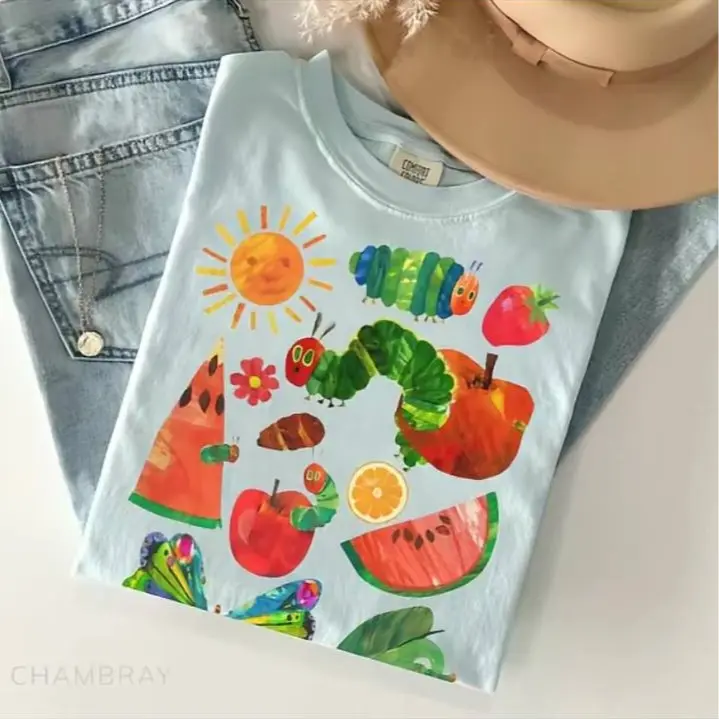 HappyShift - Comfort Colors Hungry Caterpillar Back To School Shirt, Hungry Caterpillar Teacher Shirt, Teacher Life Shirt, Childrens Book Shirt, Gift For Teacher
