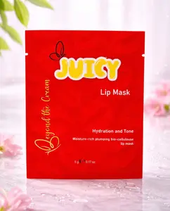 Beyond The Cream Juicy Bio-cellulose Plumping Lip Treatment Mask Intensive Moisture Hyaluronic Aloe Serum for Soft Juicy Lips 5g Single Mask - Vegan & Cruelty-Free. Made in Korea.