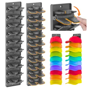 2 Packs Hat Organizer for Baseball Caps  with Built-in Spring Clips - Wall Mounted Closet Hat Rack Holder,Storage for Door/Closet Display Hat Racks Hanger (Strong Adhesive & Screws) Matte Black