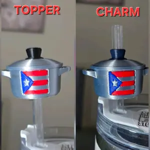 Puerto Rico Flag Caldero Straw Cover Topper Or Charm | 3D Printed | Boricua Pride Gift, Puerto Rican Kitchen Party Favor for Tumblers (Tumbler Not Included)