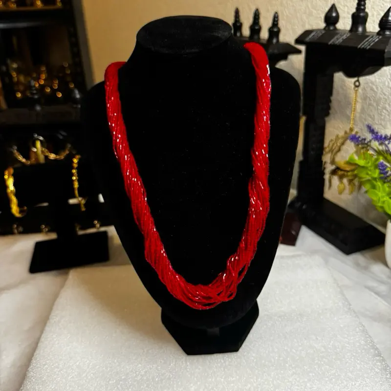 Nepali Traditional Necklace - Red plain potey