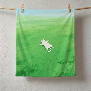 1 Pack Cute Cat & Dog Theme Flannel Blanket, Super Soft Plush Flannel Throw Blanket, HD Digital Single-Sided Print Gift Blanket for Cat Lovers, Warm and Decorative Blanket for Sofa, Bed, Car and Travel