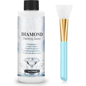 200ML  Painting Sealer with  Brush,  5D  Painting Glue Sealer Permanent Hold & Shine Effect Conserver for  Painting and Jigsaw Puzzles (7 OZ)