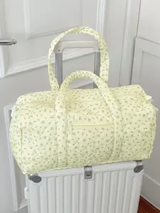 Fashion Casual Small Floral Quilted Travel Bag, Large Capacity Lightweight Luggage, Handheld Shoulder Boston Bag, Valentine's Day Gift