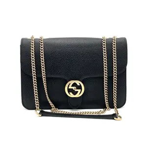 Pre-owned GUCCI Leather Top Handle Bag Interlocking Shoulder Bag Medium #3514